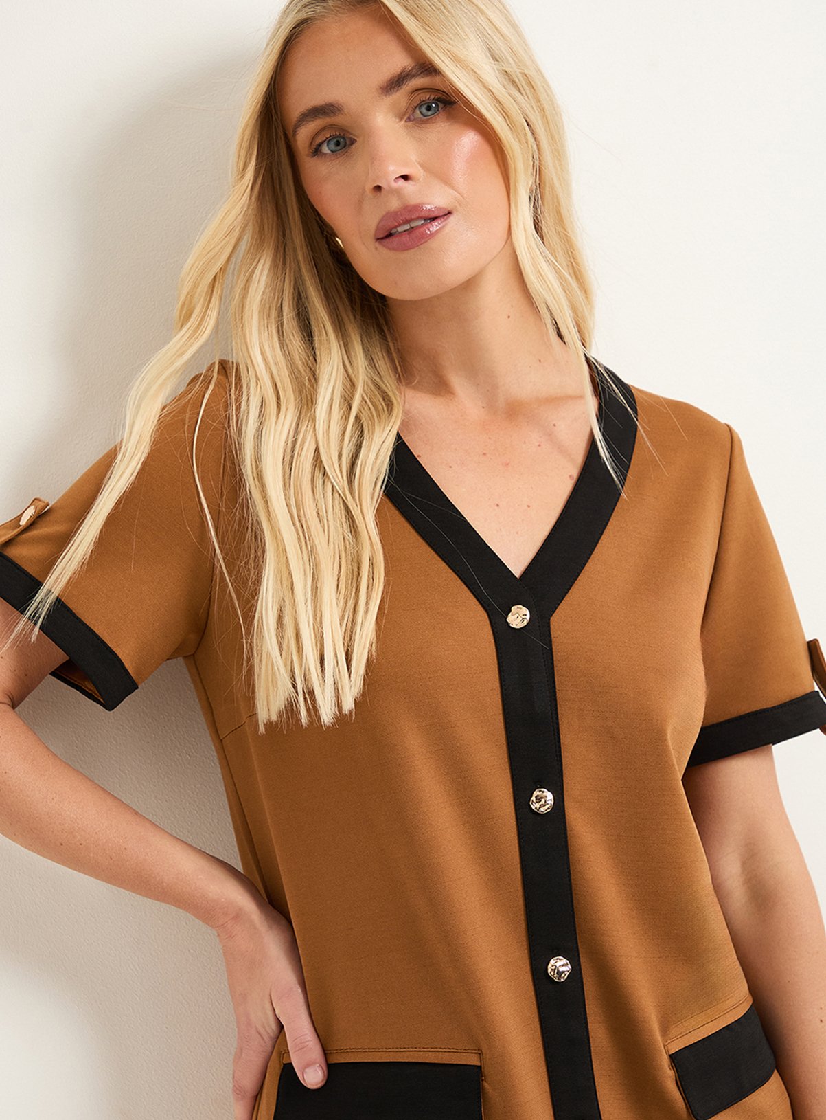 WALLIS Petite Ponte Contrast Button Shift Dress 20 - Image 4 thumbnail