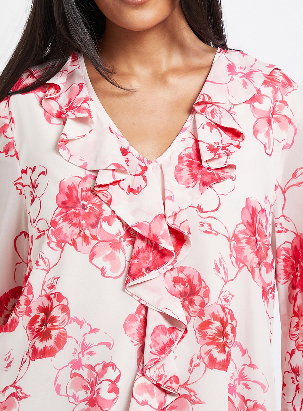 WALLIS Petite Floral Print Ruffle Detail Blouse 12 - Image 5 thumbnail