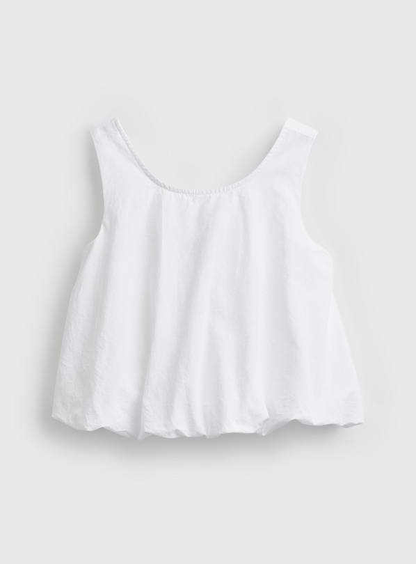 White Poplin Bubble Hem Sleeveless Top 8 years