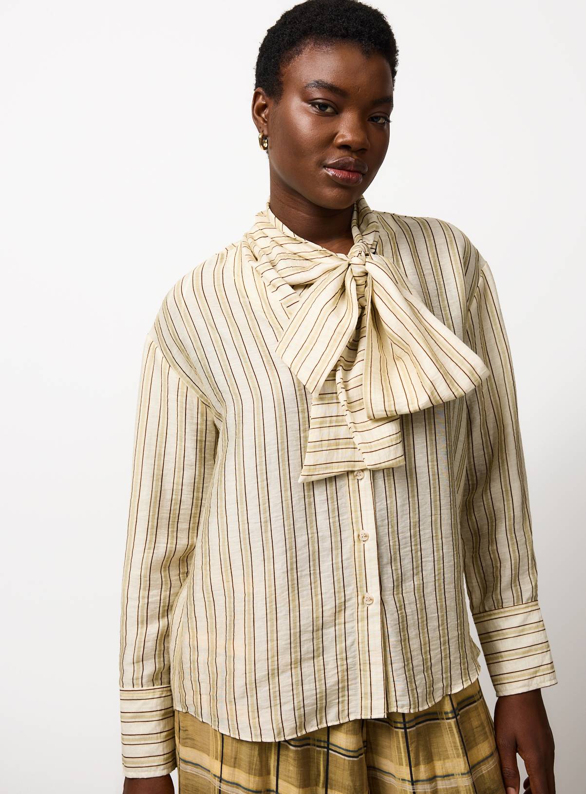 Stone Stripe Scarf Detail Shirt 14 - Image 3