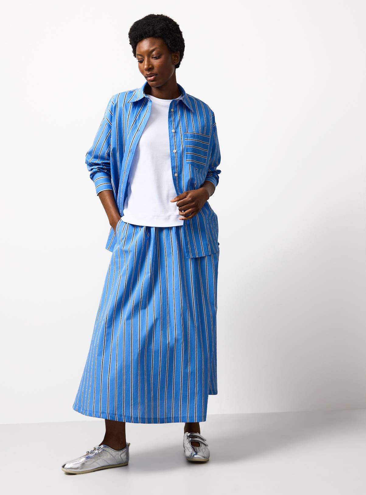 Blue Stripe Relaxed Long Sleeve Shirt 20 - Image 2