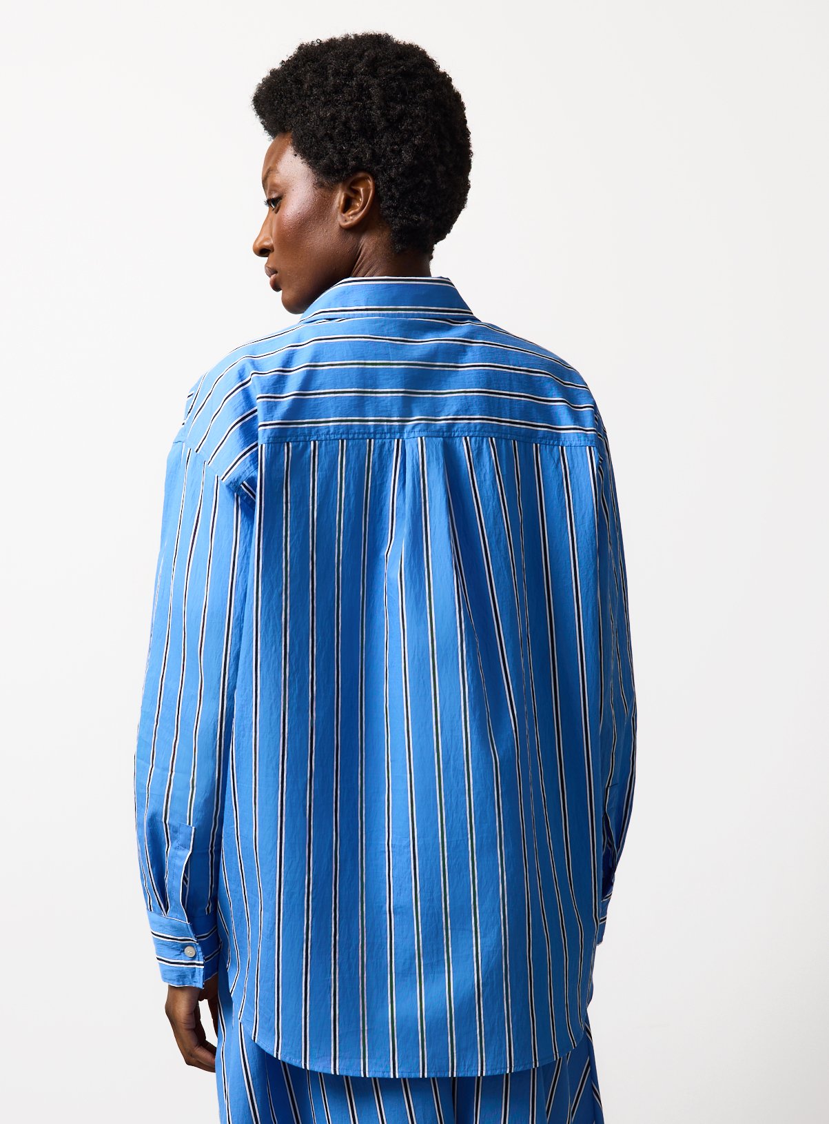 Blue Stripe Relaxed Long Sleeve Shirt 20 - Image 4 thumbnail