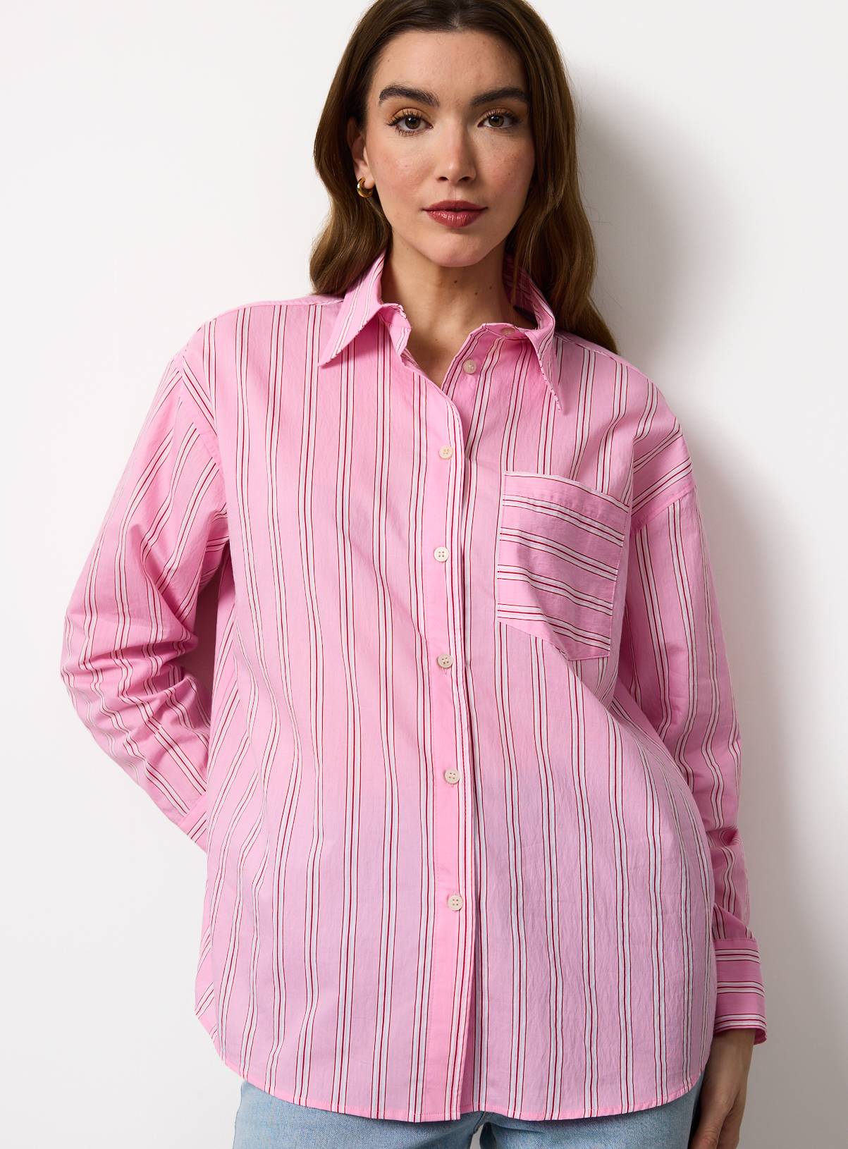 Pink Stripe Relaxed Long Sleeve Shirt 12 - Image 1