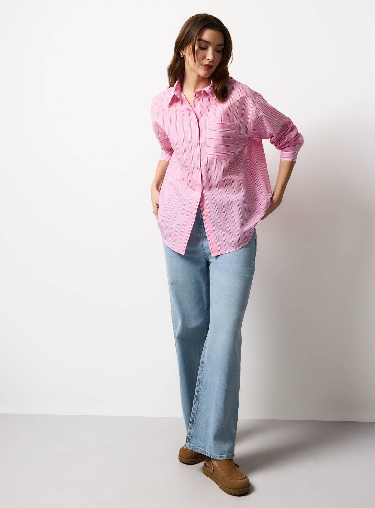 Pink Stripe Relaxed Long Sleeve Shirt 12 - Image 2