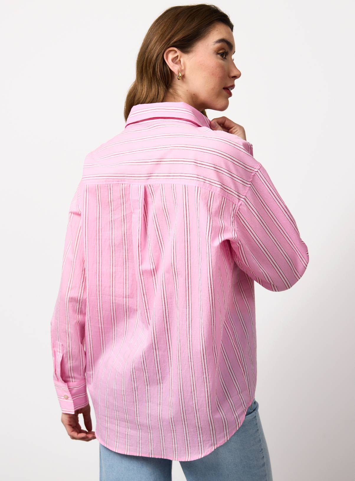 Pink Stripe Relaxed Long Sleeve Shirt 12 - Image 4