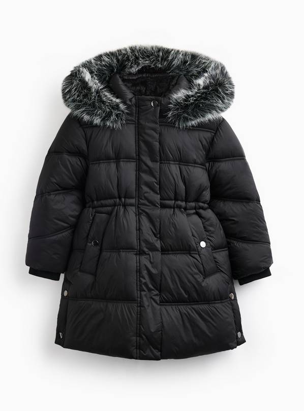 Black Fluffy Hood Puffer Jacket 5-6 years
