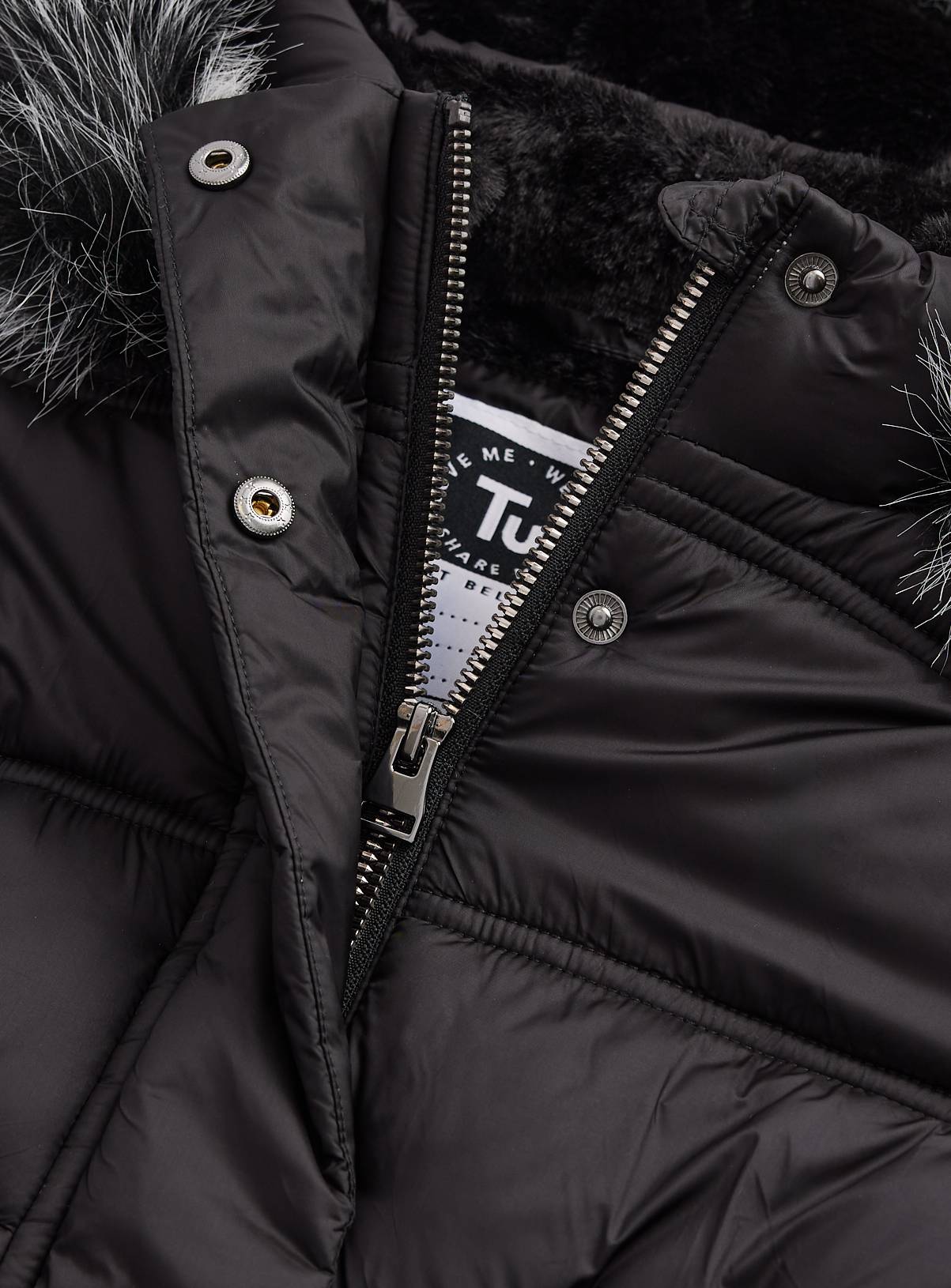 Black Fluffy Hood Puffer Jacket 9-10 years - Image 2