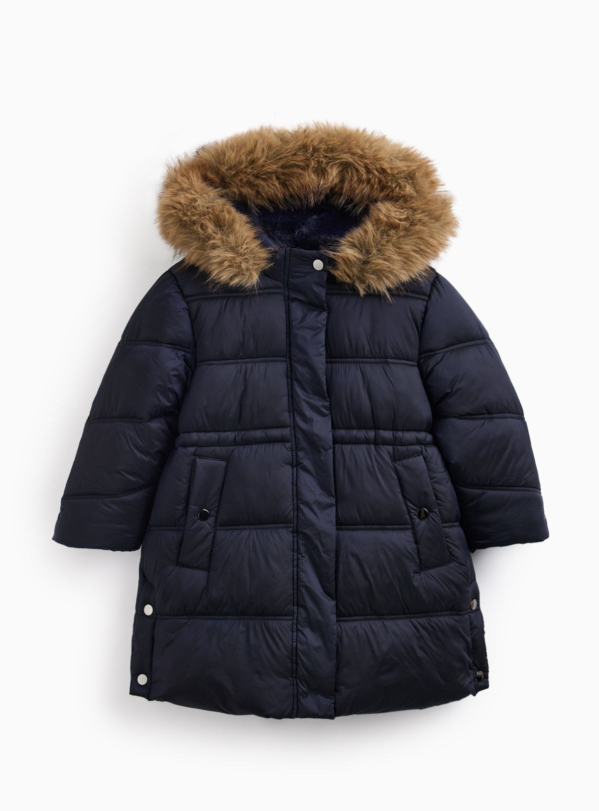 Navy Fluffy Hood Puffer Jacket 15-16 years - Image 1 thumbnail