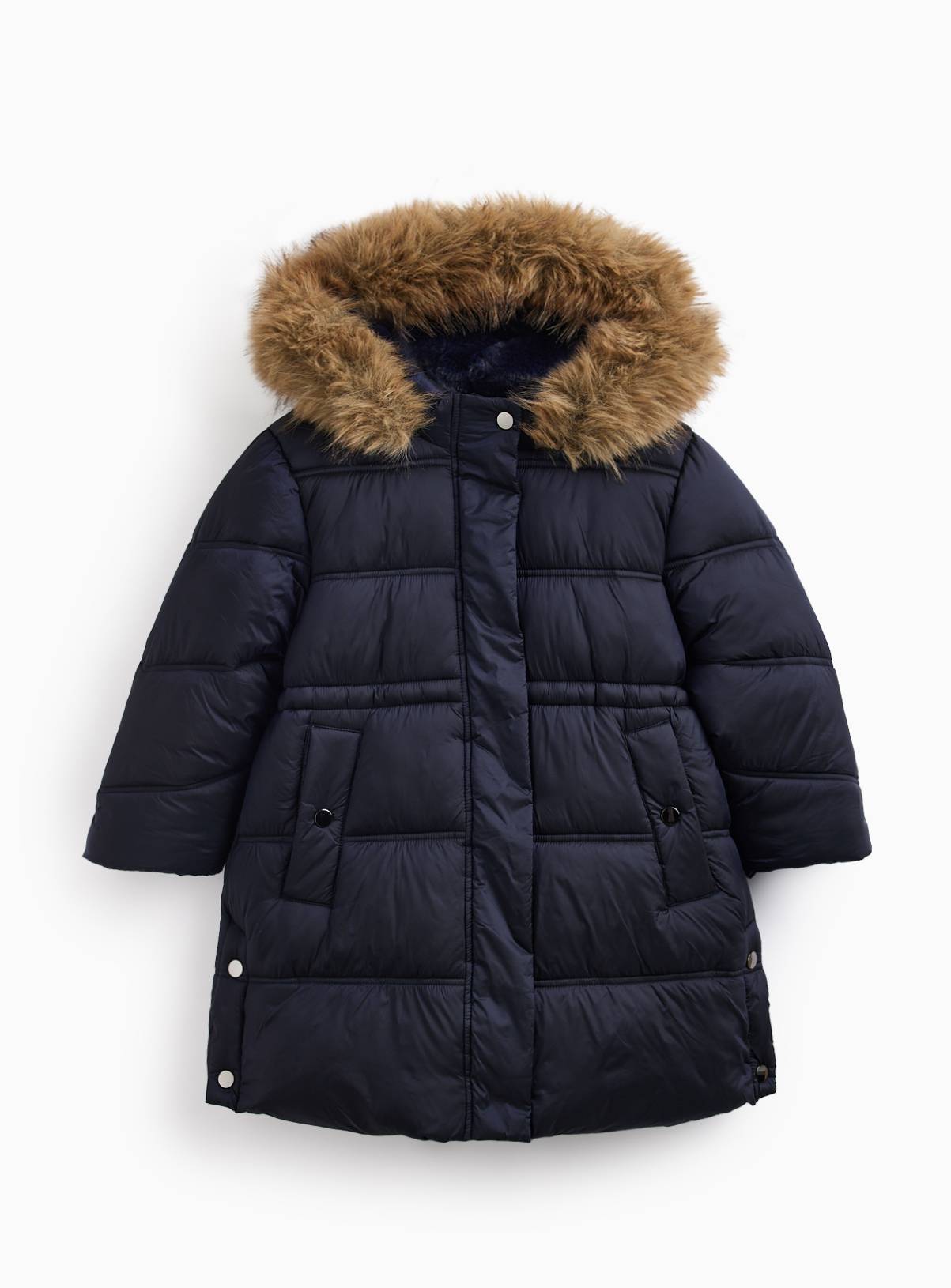Navy Fluffy Hood Puffer Jacket 15-16 years - Image 1