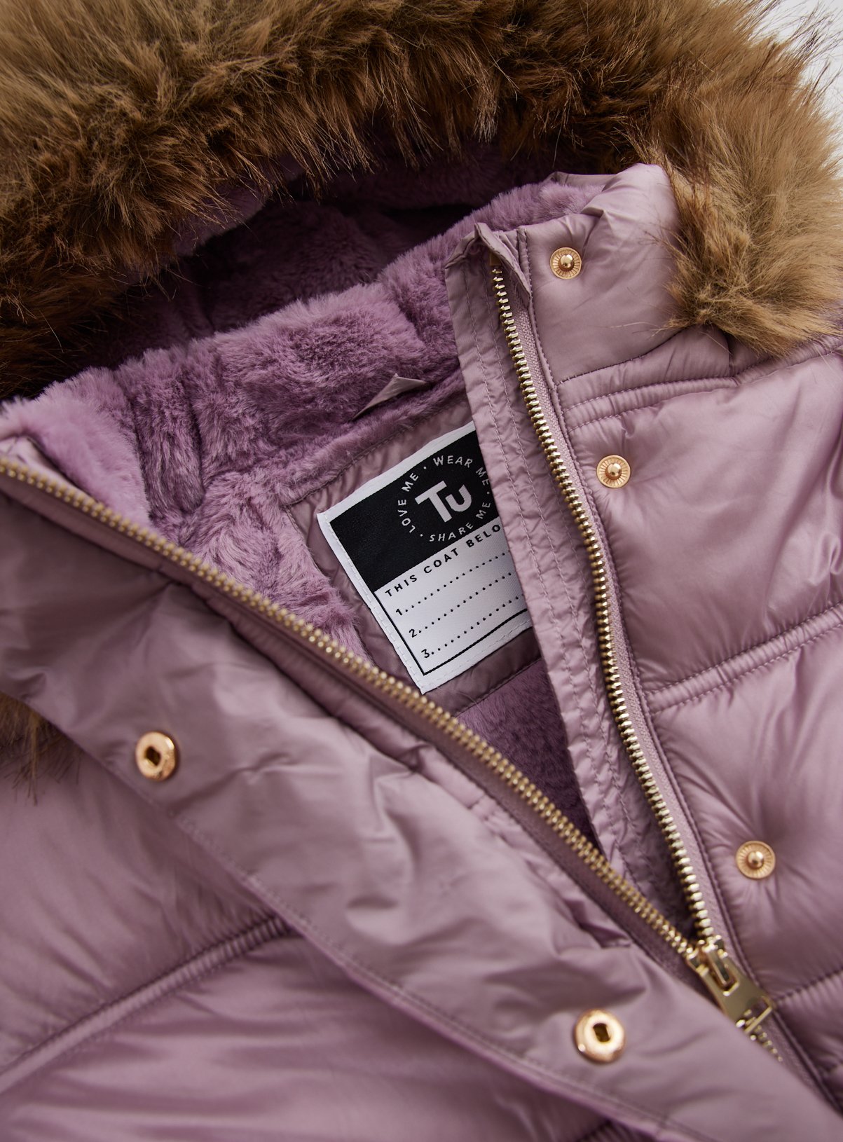 Pink Fluffy Hood Puffer Jacket 15-16 years - Image 2 thumbnail