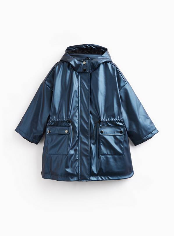 Navy Faux Fur-Lined Mac 9-10 years