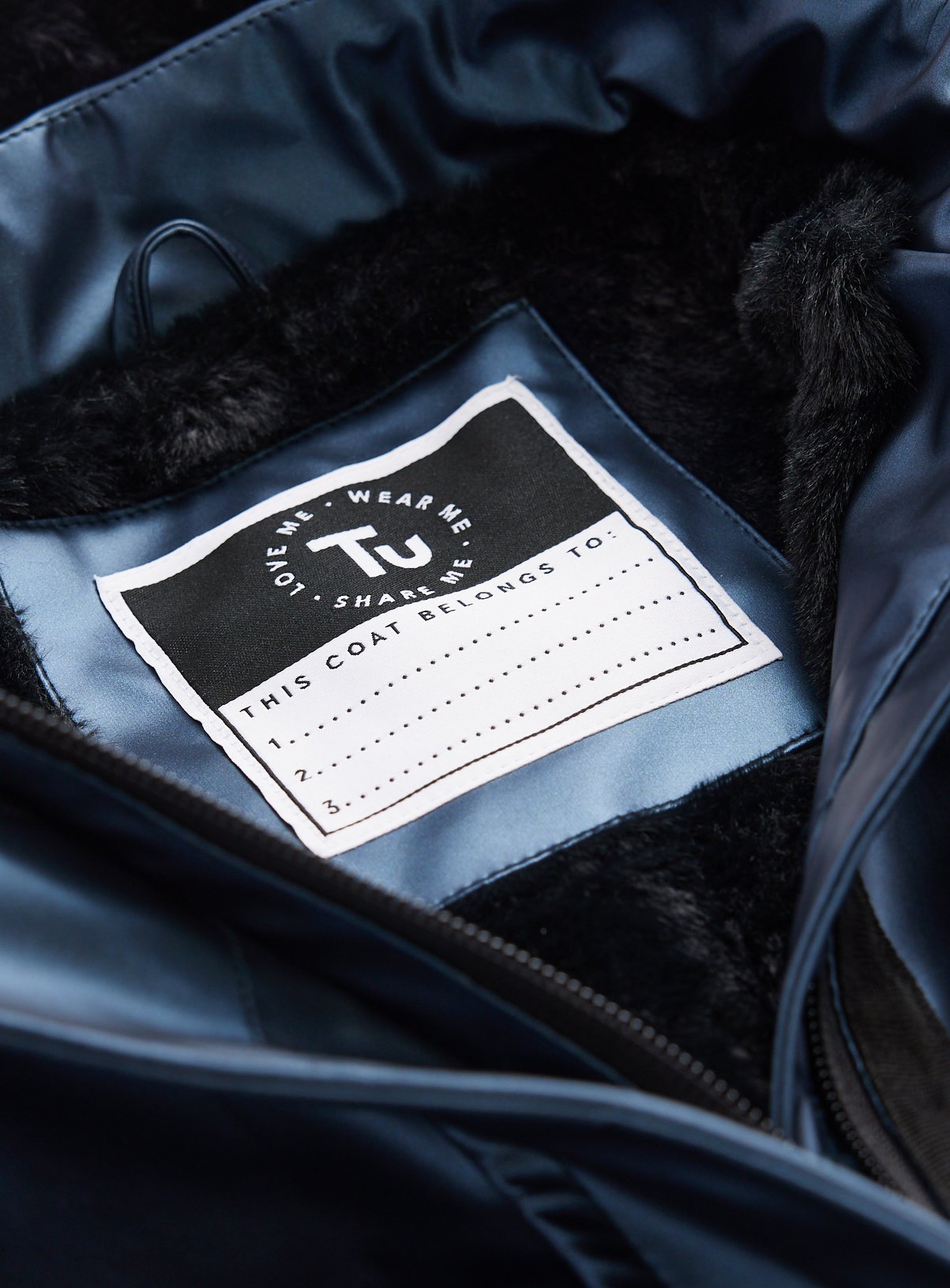 Navy Faux Fur-Lined Mac 5-6 years - Image 2 thumbnail