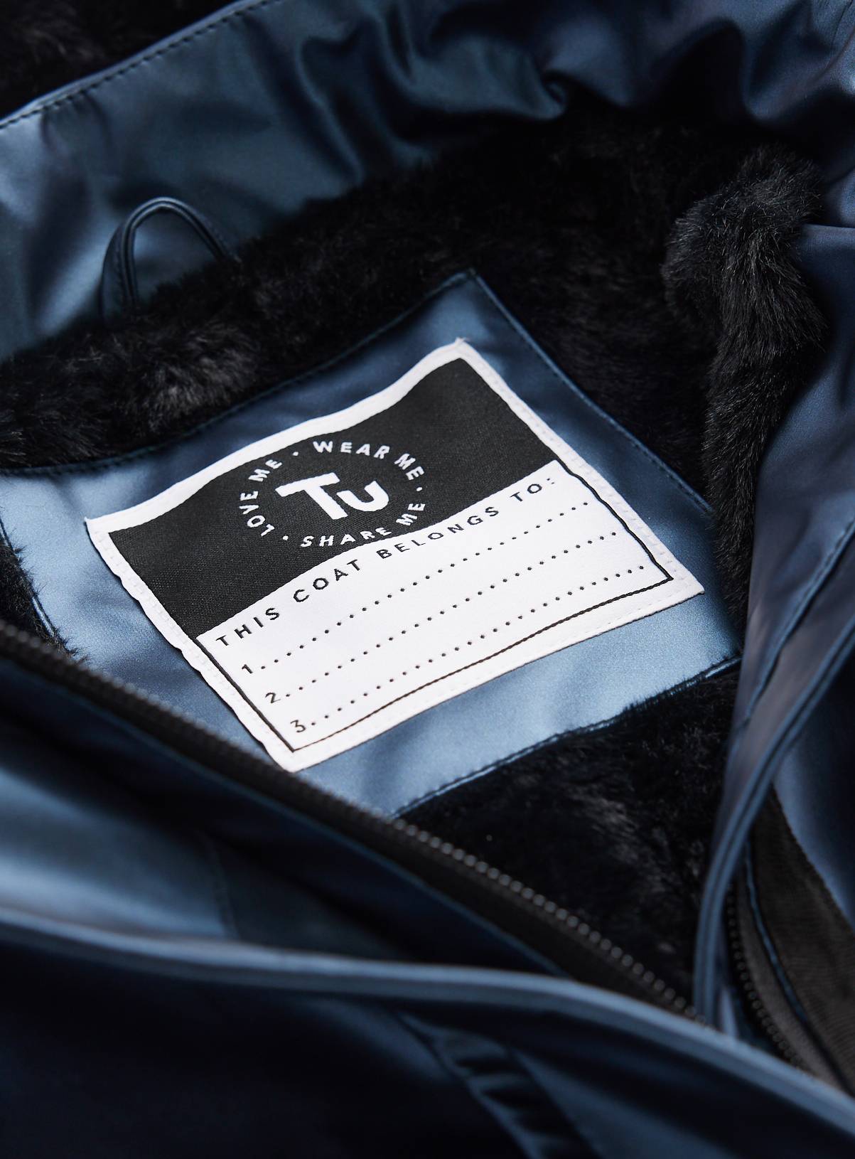 Navy Faux Fur-Lined Mac 5-6 years - Image 2