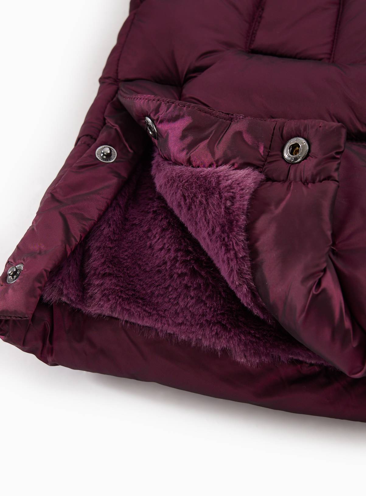 Burgundy Fluffy Hood Puffer Jacket 15-16 years - Image 4