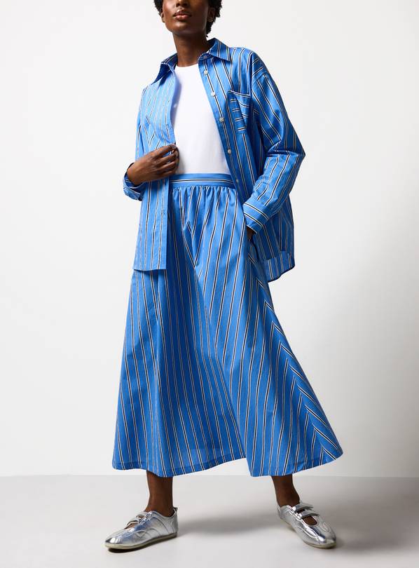 Blue Stripe Co-ord Full Midaxi Skirt 14