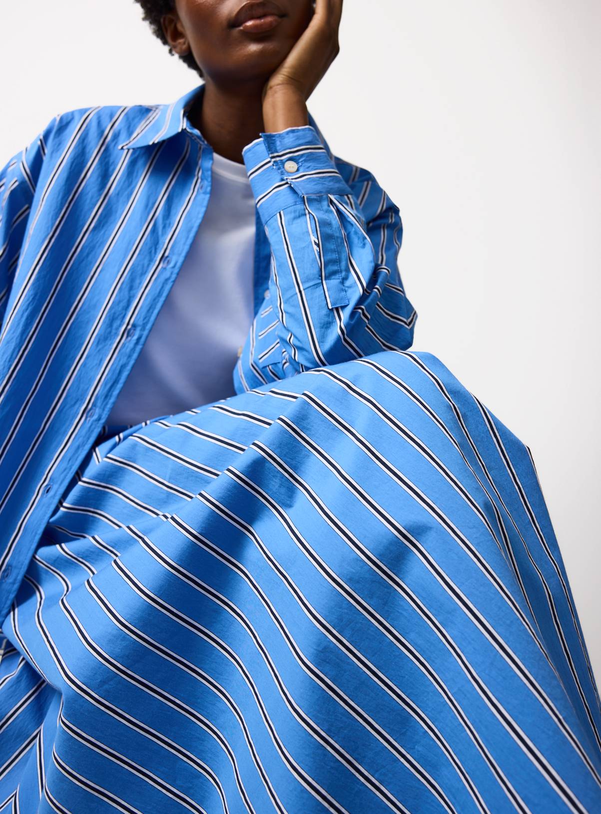 Blue Stripe Co-ord Full Midaxi Skirt 14 - Image 3