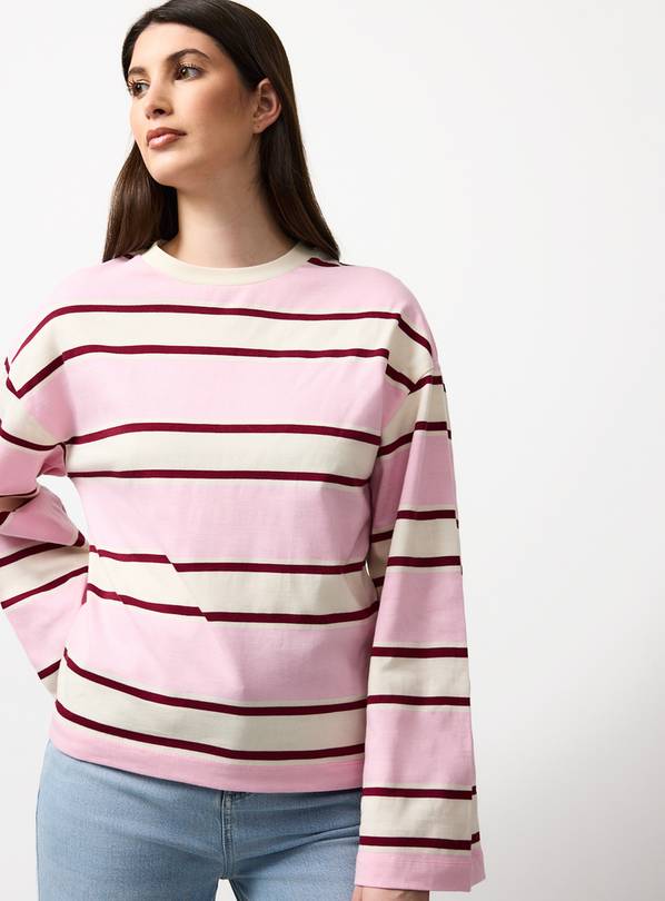 Pink Striped Long Sleeve T-Shirt XXL
