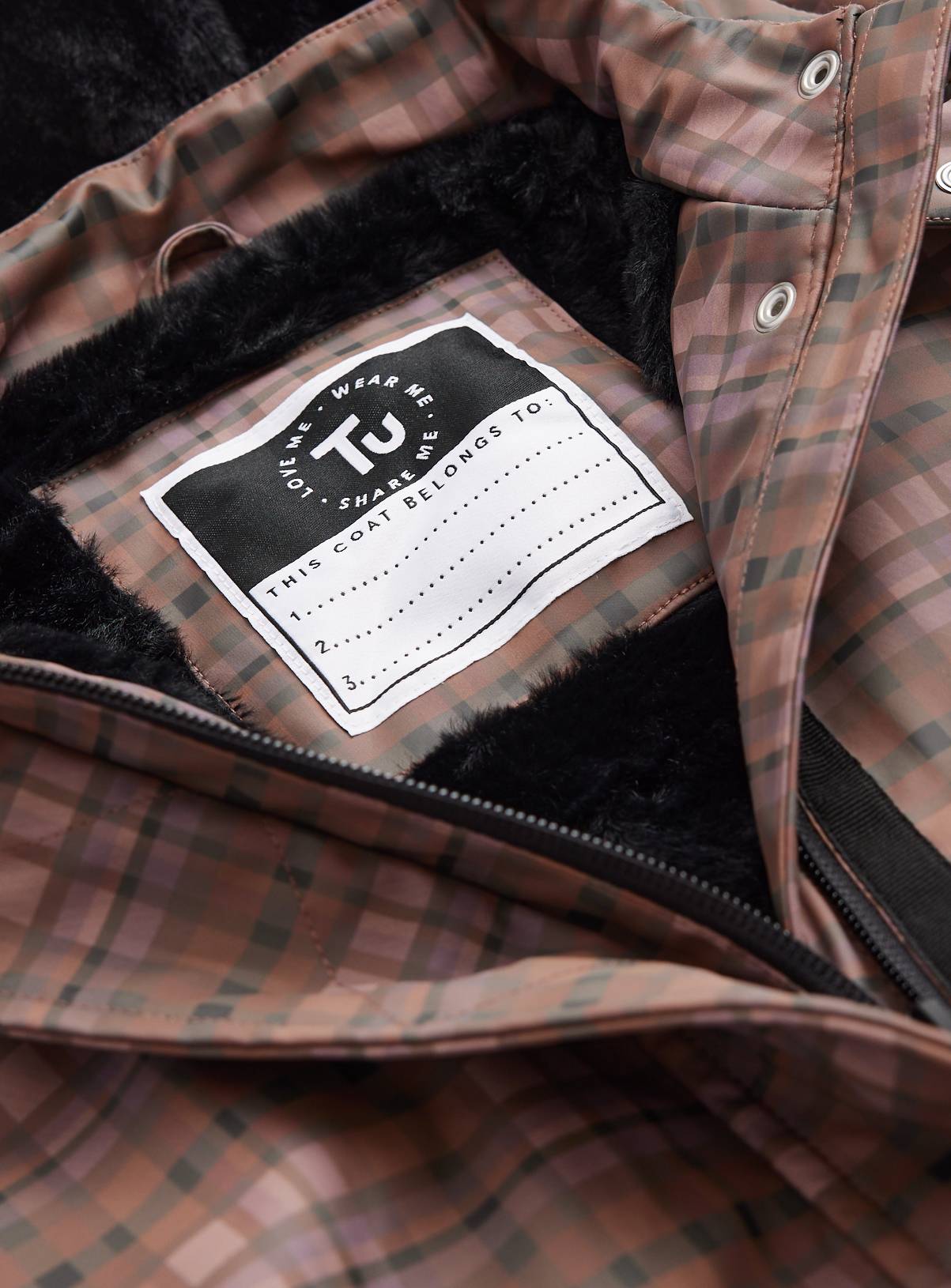 Purple Checked Faux Fur-Lined Mac 7-8 years - Image 2