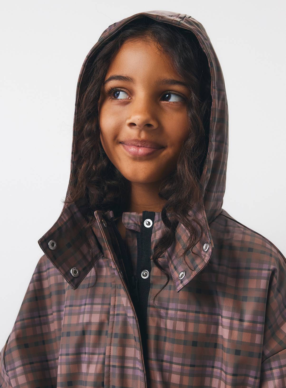 Purple Checked Faux Fur-Lined Mac 9-10 years - Image 6