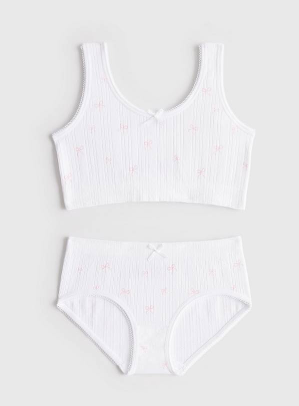 White Bow Print Vest & Knickers Set 10-12 years