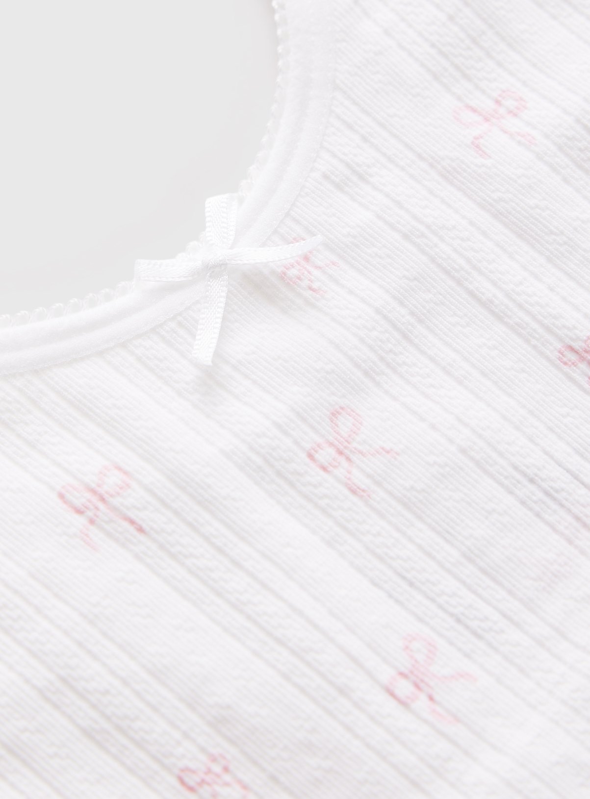 White Bow Print Vest & Knickers Set 4-6 years - Image 2 thumbnail