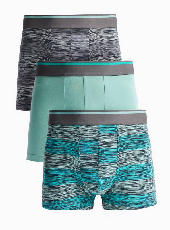 Green Space Dye Print Hipster Boxers 3 Pack L