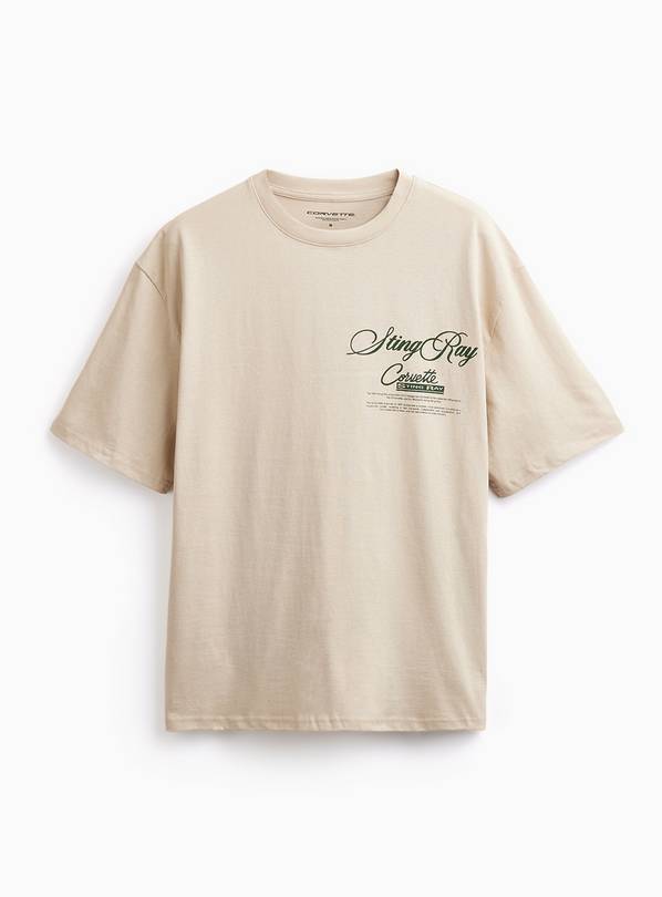 Cream Corvette Graphic Relaxed Fit T-Shirt XL
