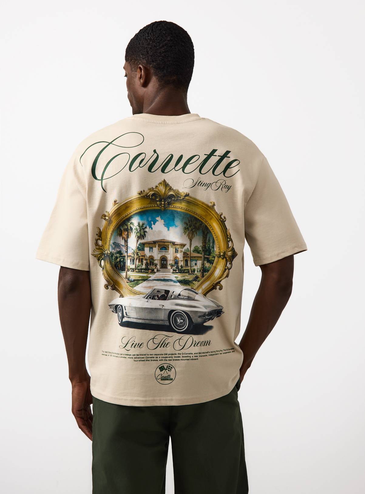 Cream Corvette Graphic Relaxed Fit T-Shirt XL - Image 1