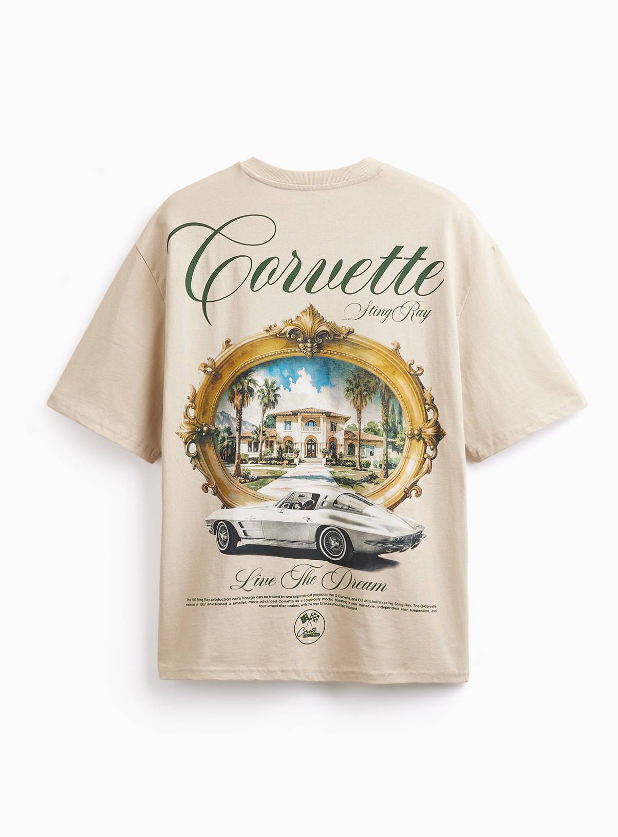 Cream Corvette Graphic Relaxed Fit T-Shirt XL - Image 4