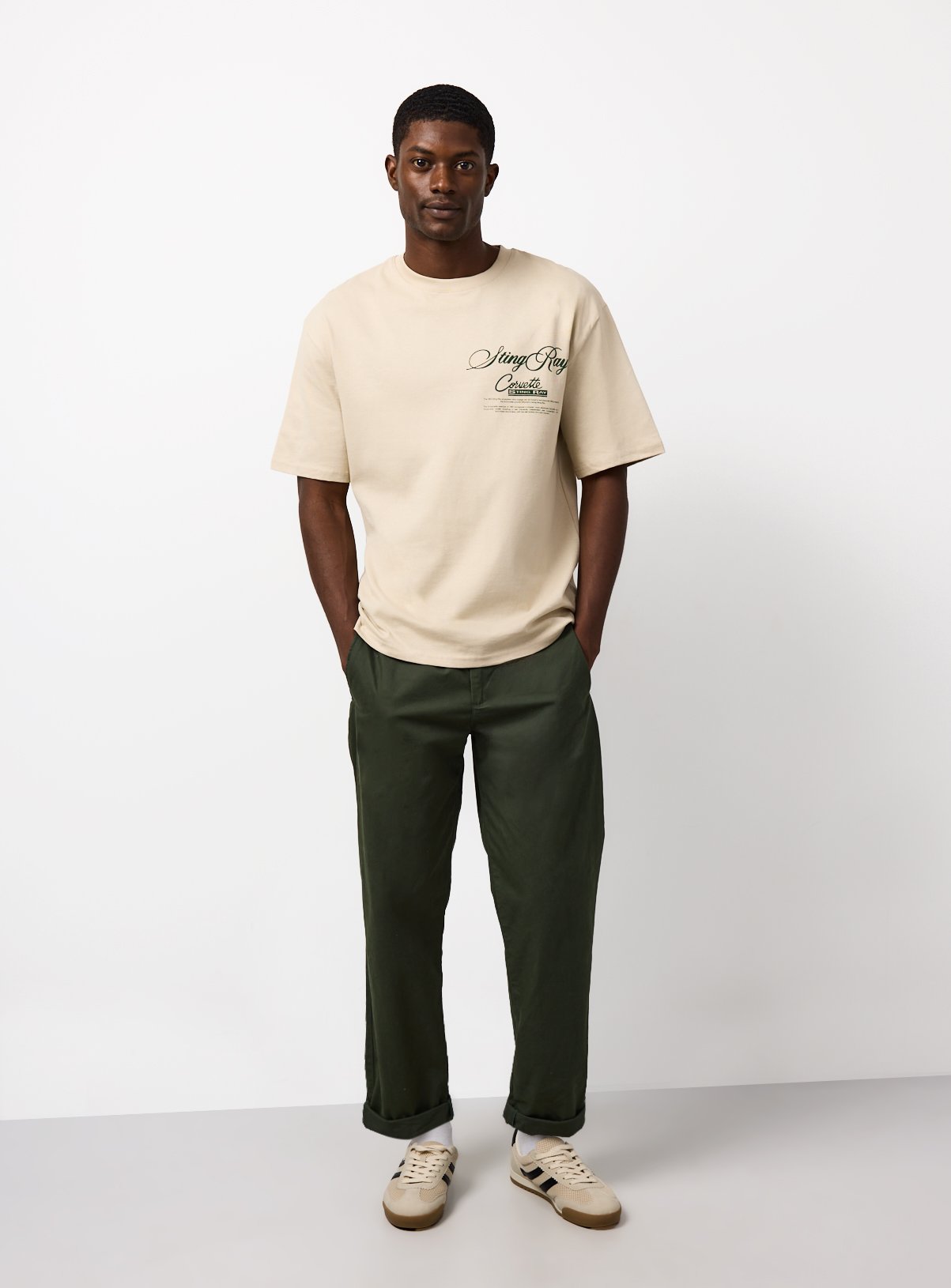 Cream Corvette Graphic Relaxed Fit T-Shirt XL - Image 5 thumbnail