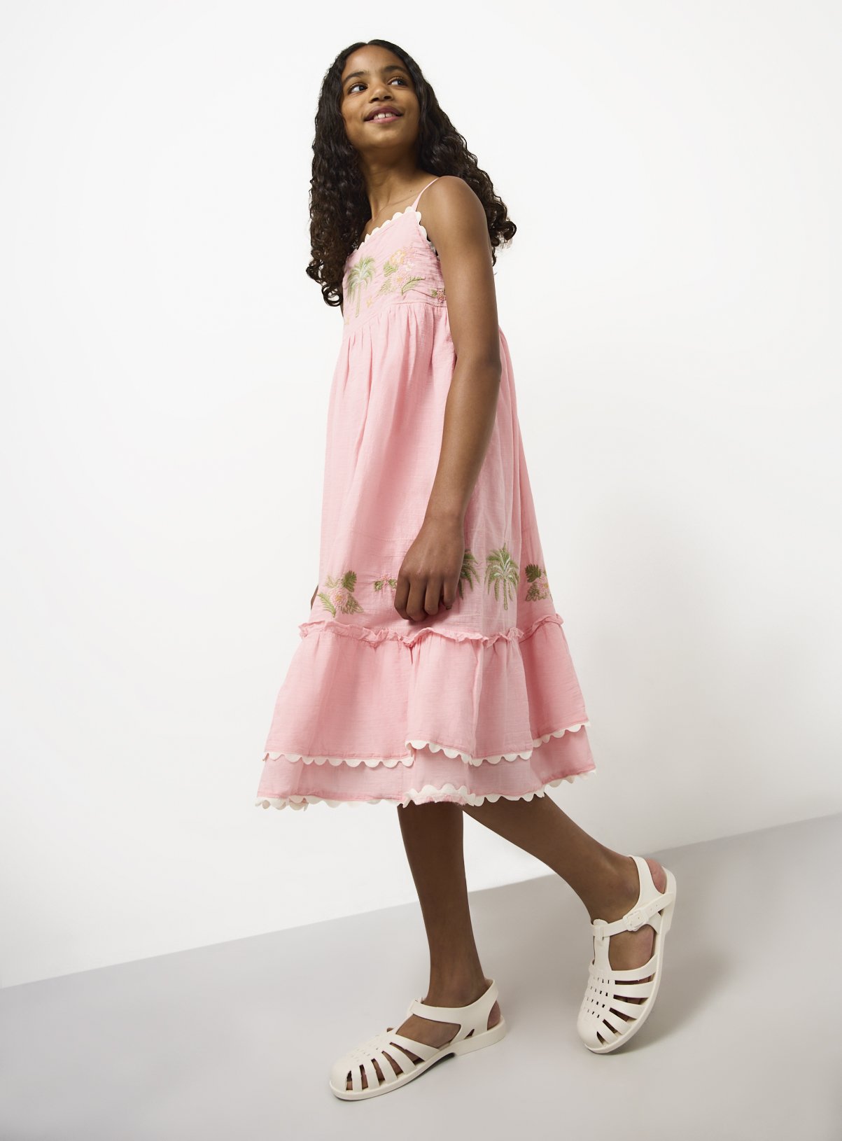 Buy Pink Floral Embroidered Woven Dress 10 years | Kids holiday