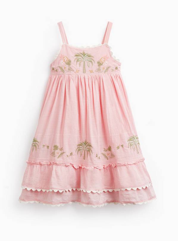 Pink Floral Embroidered Woven Dress 7 years