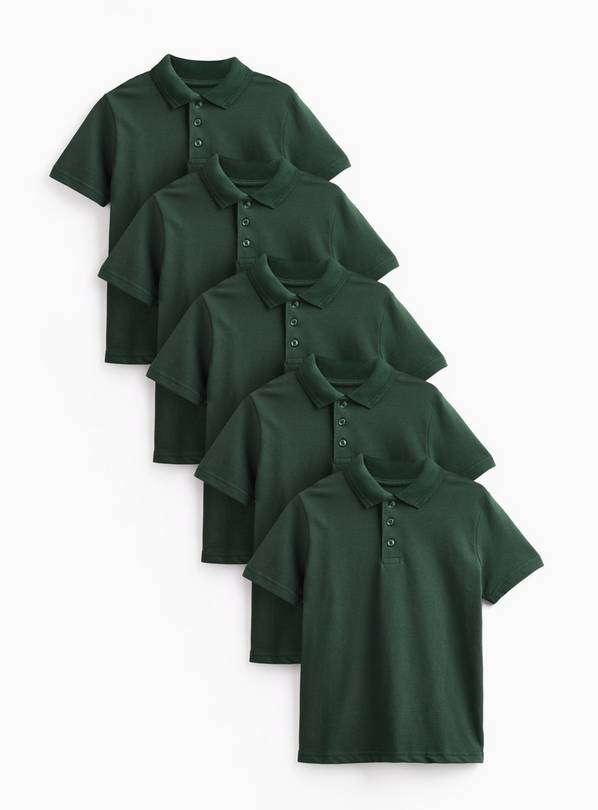 Green Unisex Polo Shirts 5 Pack 9 years