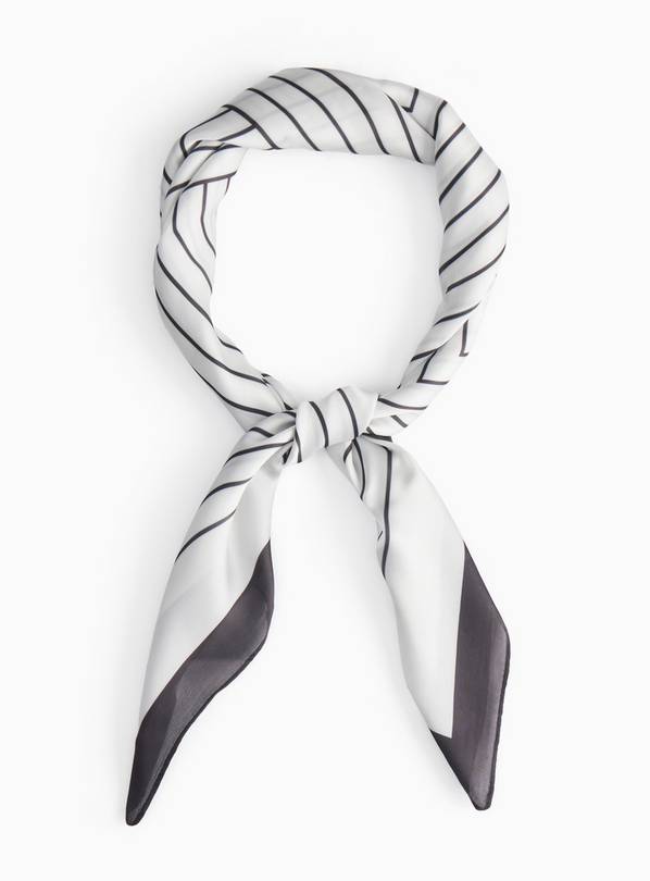 Mono Linear Print Satin Scarf One Size