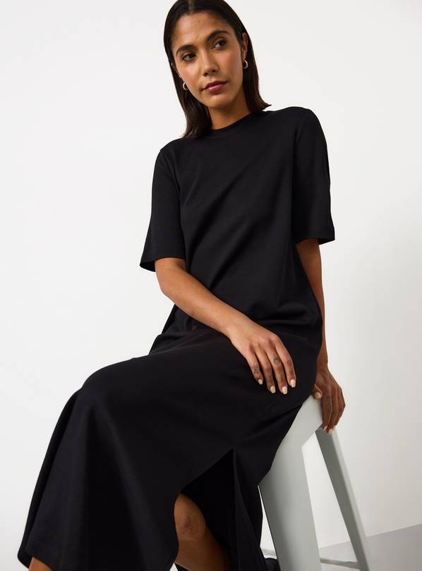 black maxi t shirt dress MIKUTA