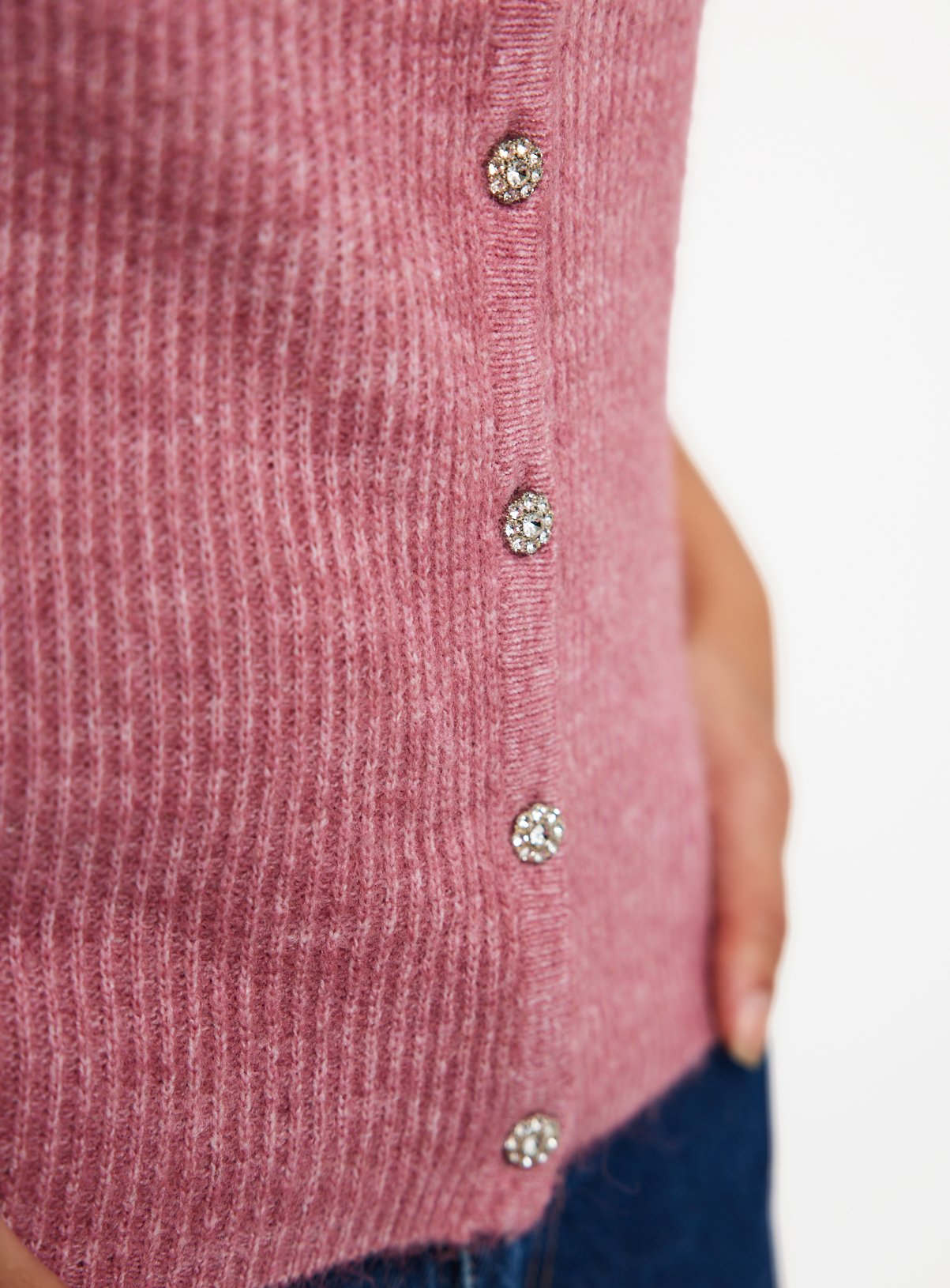 Pink Short Sleeve Jewel Button Knitted Cardigan 16 - Image 3 thumbnail