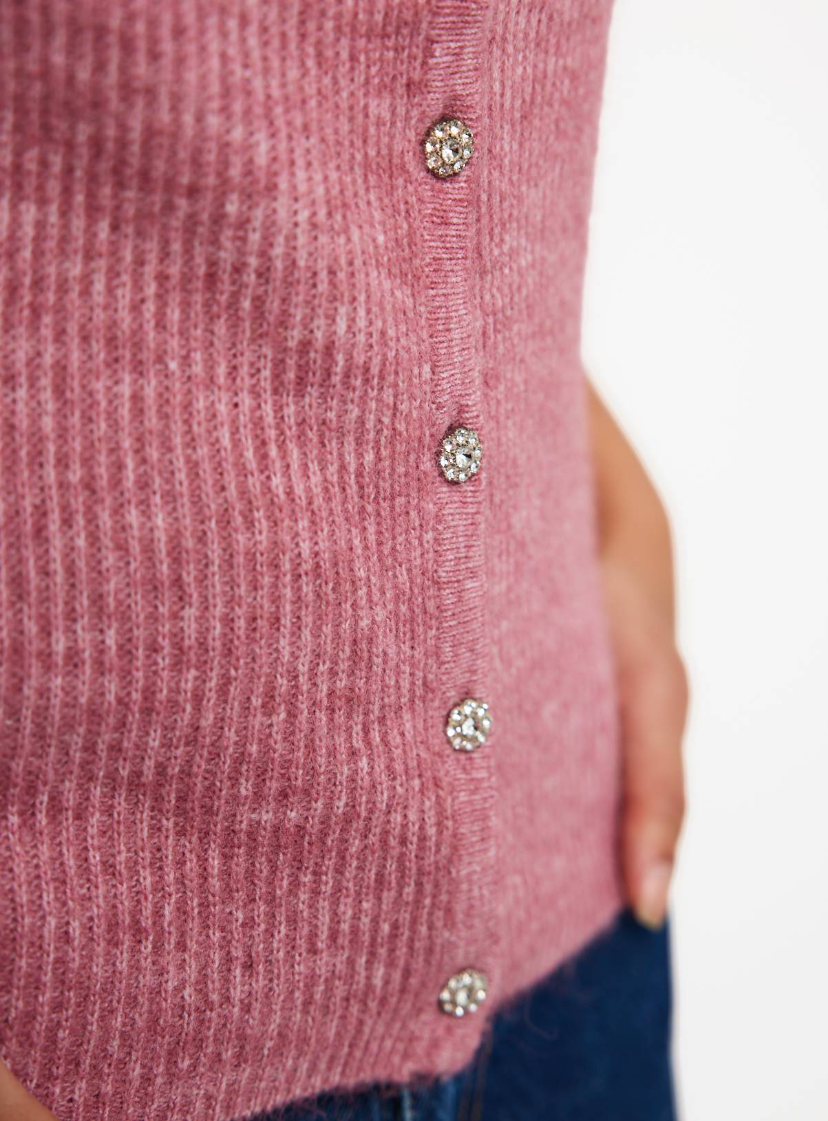 Pink Short Sleeve Jewel Button Knitted Cardigan 16 - Image 3