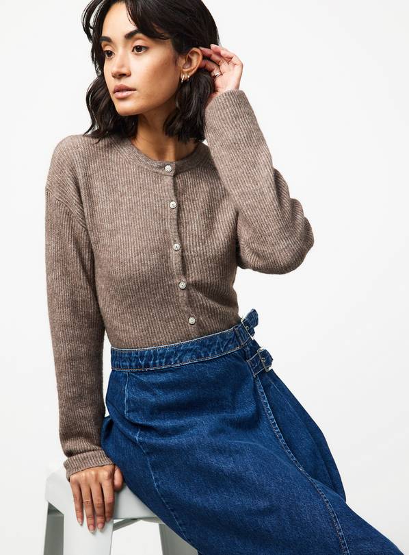 Brown Jewel Button Through Cardigan 22