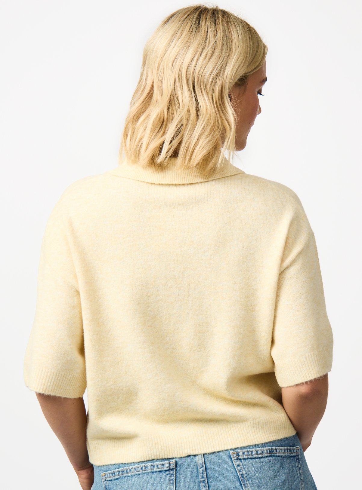 Yellow Knitted Collared Short Sleeve Cardigan S - Image 4 thumbnail