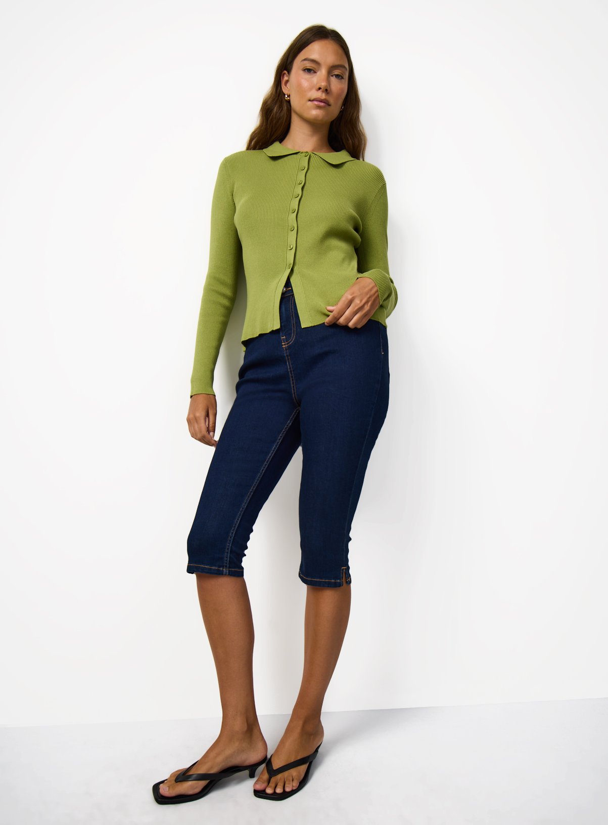 Green Ribbed Button Through Cardigan 24 - Image 2 thumbnail