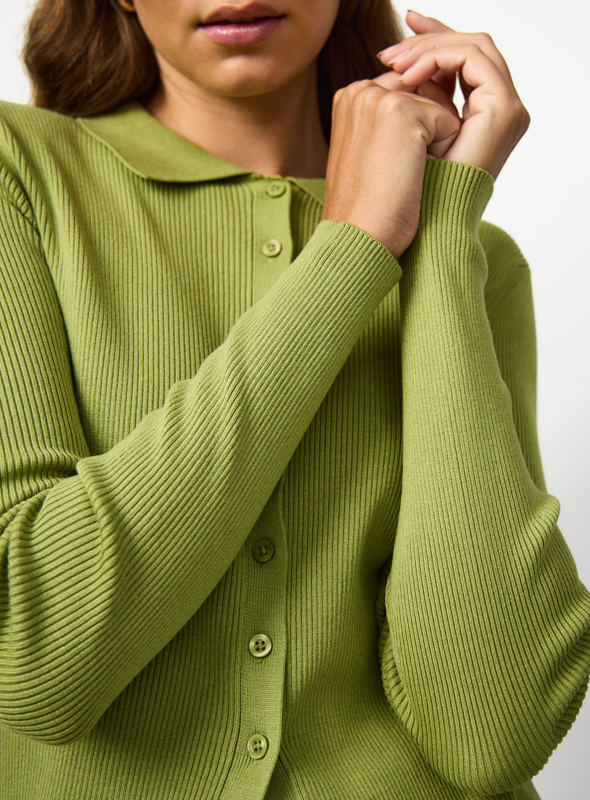 Green Ribbed Button Through Cardigan 24 - Image 3 thumbnail