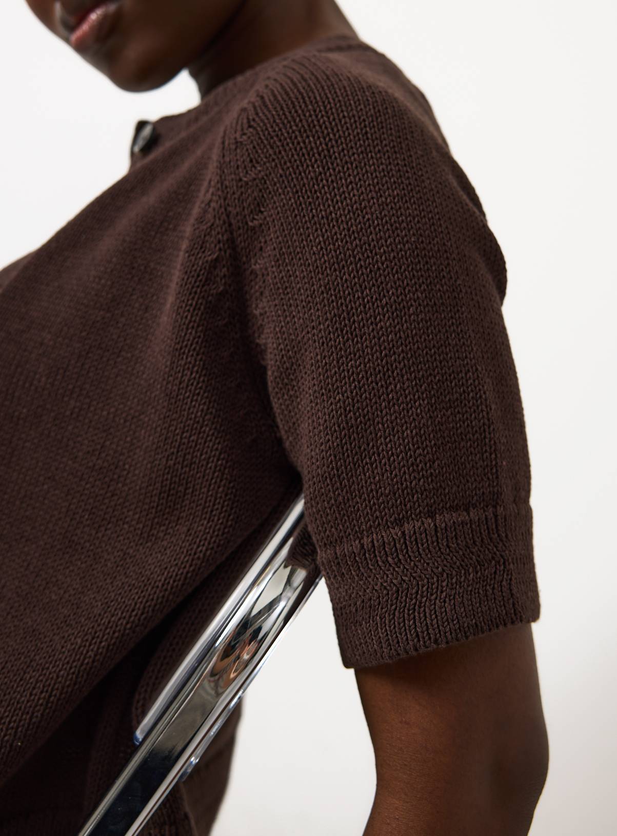 Brown Boxy Fit Raglan Short Sleeve Cardigan XS - Image 3
