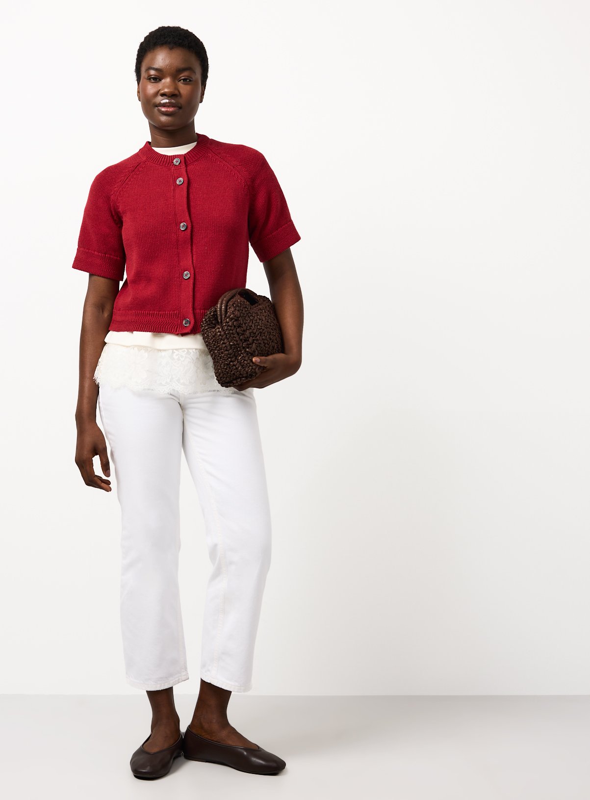 Red Boxy Fit Raglan Short Sleeve Cardigan XL - Image 2 thumbnail