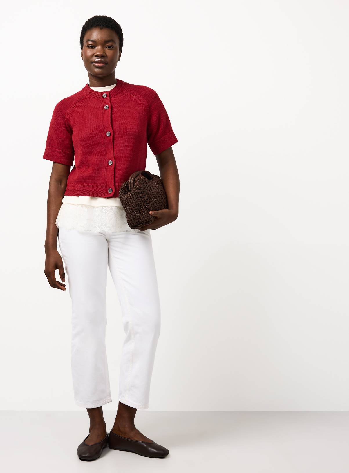 Red Boxy Fit Raglan Short Sleeve Cardigan XL - Image 2