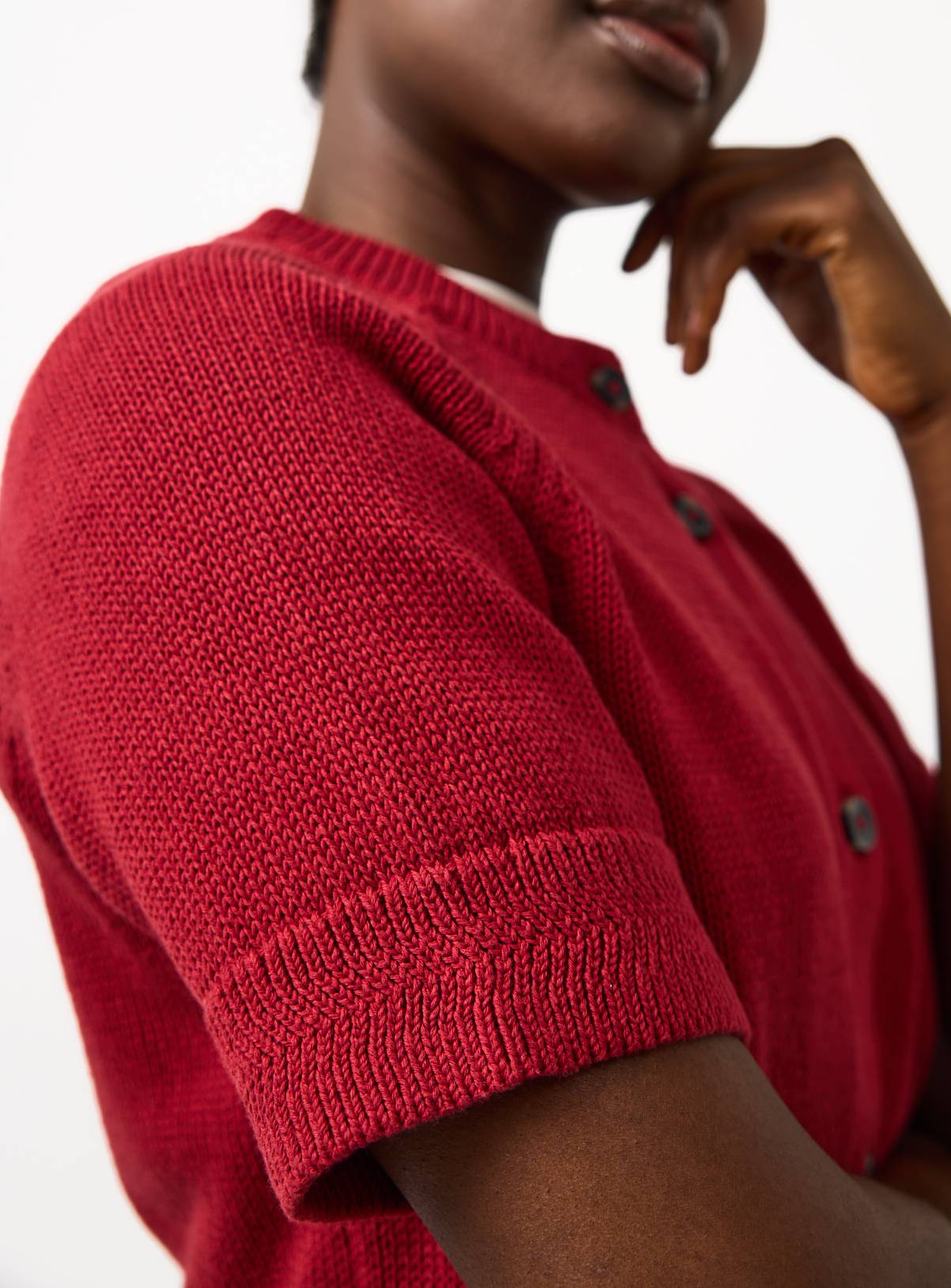 Red Boxy Fit Raglan Short Sleeve Cardigan XL - Image 3
