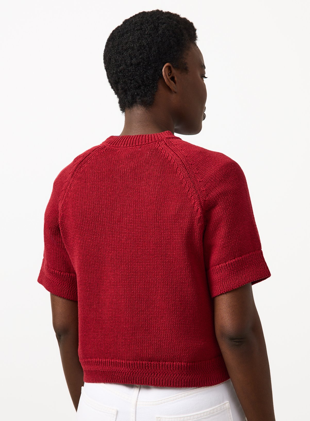 Red Boxy Fit Raglan Short Sleeve Cardigan XL - Image 4 thumbnail