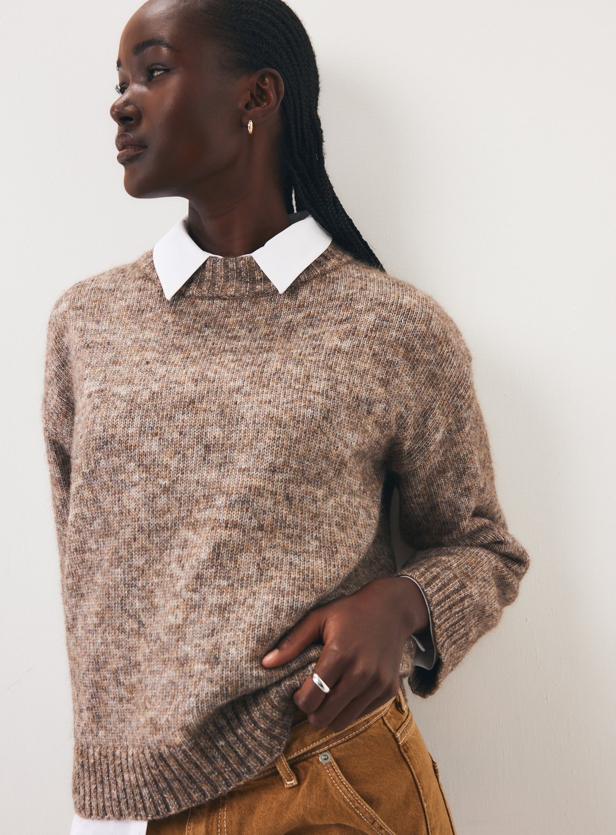 Brown Nordic-Style Crewneck Jumper XL - Image 1 thumbnail