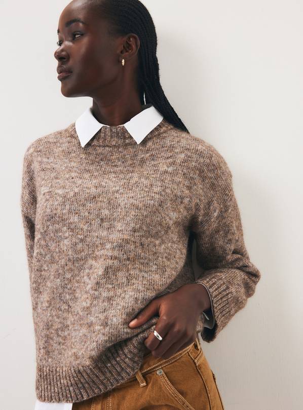 Brown Nordic-Style Crewneck Jumper XL