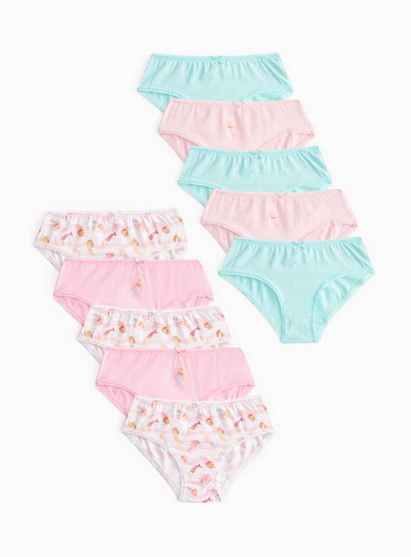Mermaid Print Briefs 10 Pack 7-8 years