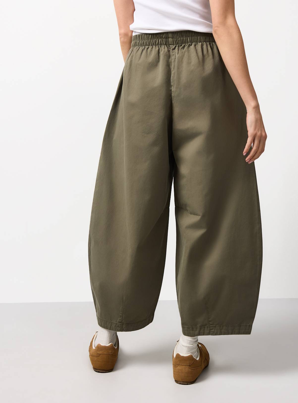 Khaki Relaxed Pull On Barrel Leg Trousers 20 - Image 4